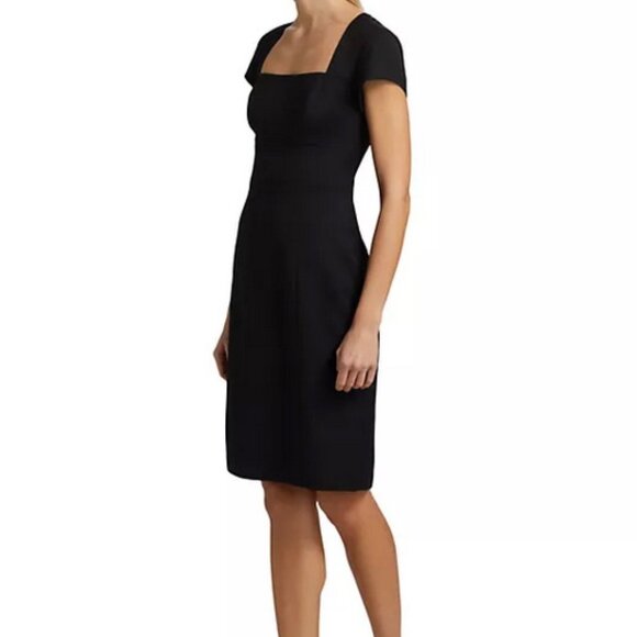 Reiss Black Atelier Squareneck Wool-Blend Sheath Dress - Picture 2 of 2